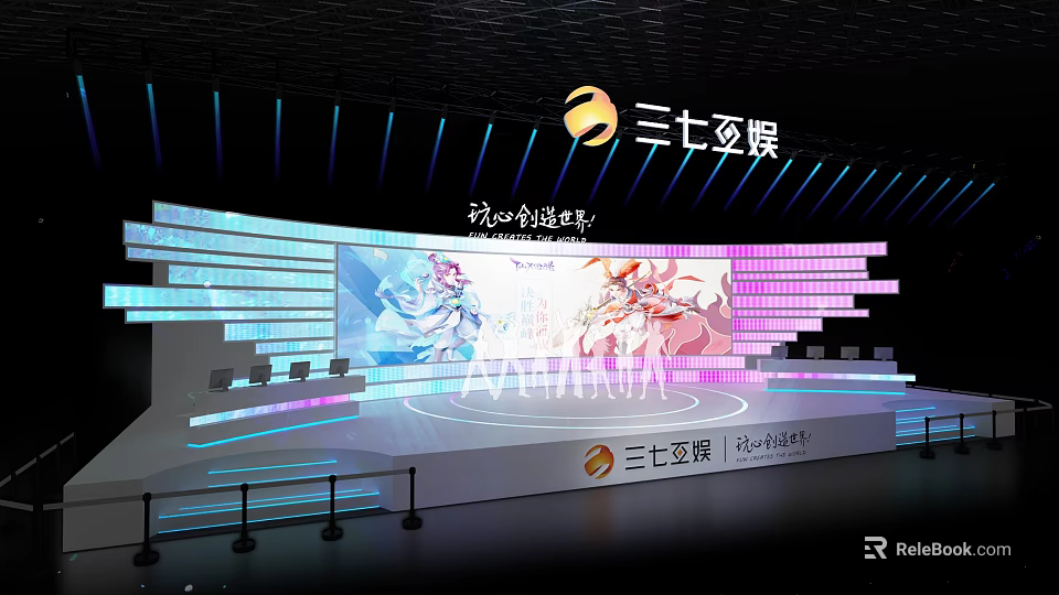 37 Interactive Entertainment Stage Featuring Large Screen and Character Images for Core Creative Entertainment 3d model