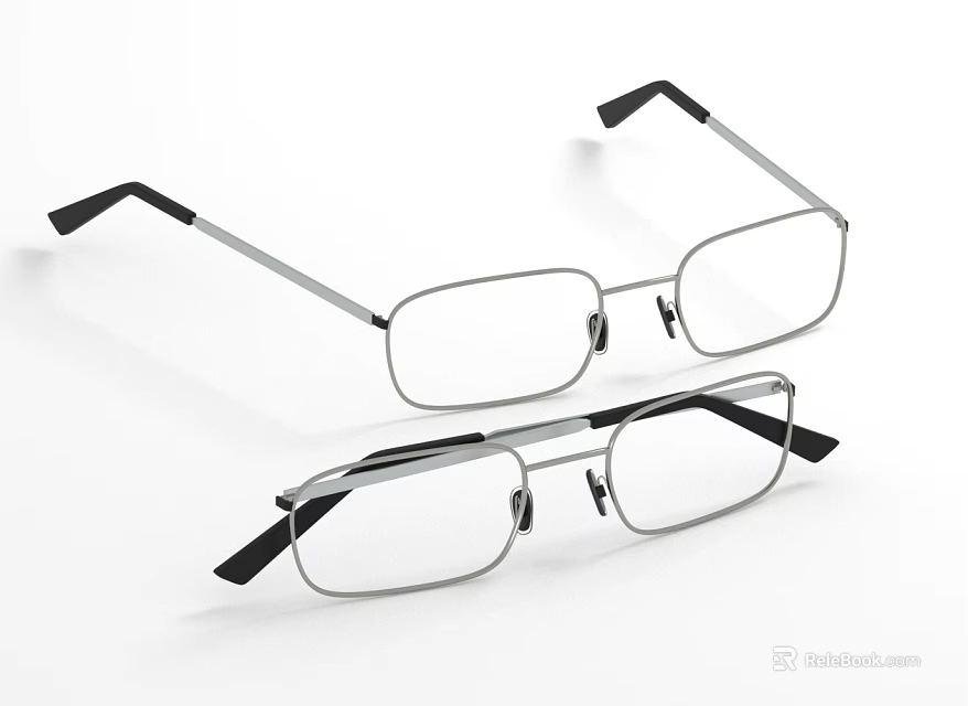 Elegant Silver Frame Eyewear Jewelry With Black Temples And Clear Lenses 3d model 