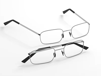 Elegant Silver Frame Eyewear Jewelry With Black Temples And Clear Lenses 3d model