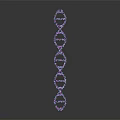 DNA Molecule Double Helix Structure With Violet Blue Glowing On Dark Background