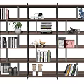 Modern Open Wooden Bookcase Featuring Multi Tiered Shelves With Books And Decor