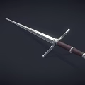 Medieval Sword With Sharp Metal Blade Wooden Handle And Decorative Crossguard