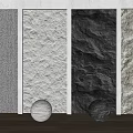 Various Textured Background Wall Panels With Decorative Spheres For Interior Design