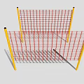 Red Mesh Fence With Yellow Posts For Safety And Security Applications