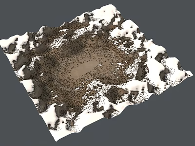 Natural Mountain Landscape With Snow Covered Areas Rocky Terrain And Brown Land 3d model