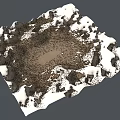 Natural Mountain Landscape With Snow Covered Areas Rocky Terrain And Brown Land