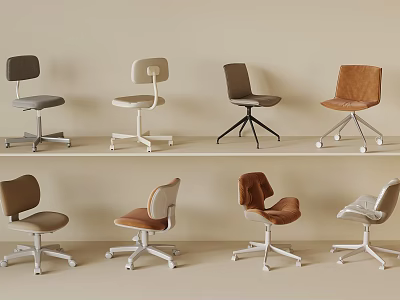 Modern Office Chairs With Ergonomic Design Various Colors And Caster Wheels 3d model