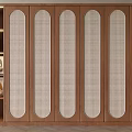Modern Wooden Wardrobe With Oval Woven Panel Doors And Storage Design