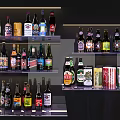 Assorted Wine And Beer Bottles Displayed On Multiple Shelves With Different Brands And Colors
