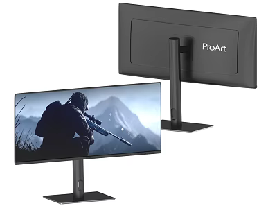ProArt Dual Computer Monitors With Gaming Display And Sleek Adjustable Stand Design 3d model