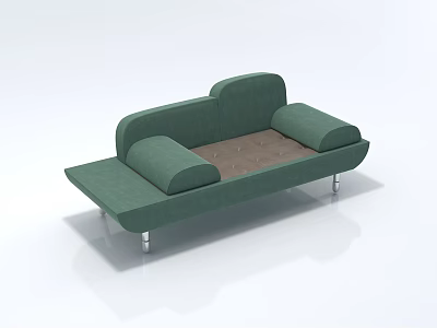 Green Unique Shaped Fabric Sofa With Modern Design And Metal Legs For Living Room 3d model
