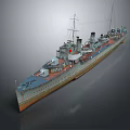 Vintage Warship with Multiple Chimneys Masts and Deck Structures as Classic Water Vessel 3d model