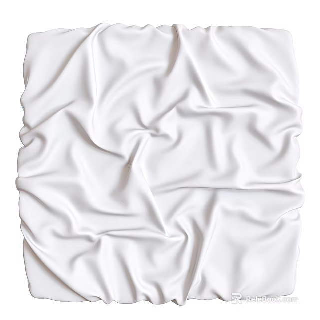 White Silk Textured Wall Decor With Wrinkles 3d model 