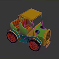 Vintage Colorful Toy Car with Orange Roof Green Body Red Seats and Blue Headlights