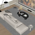 Sofa Coffee Table Combination Multi-Person Sand Publishing Art Sofa Side Table Coffee Table Floor Lamp Decoration Carpet Combination Projector 3d model
