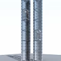 Twin Glass Elevator Shafts In Modern High Rise Building Design
