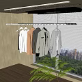 Indoor Clothes Drying Rack With Hanging Shirts And Window Blinds By City View