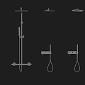 Black Modern Shower Faucet With Multiple Heads Handheld Sprayers And Mounting Brackets