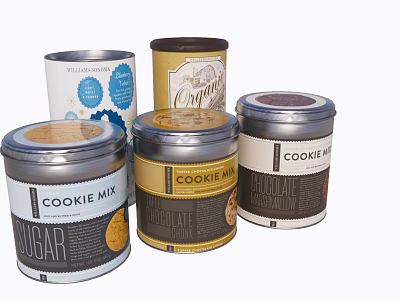 Assorted Cookie Mix Containers With Different Designs For Kitchen Baking Supplies 3d model