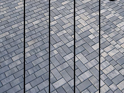Gray Brick Paved Ground With Herringbone Pattern For Outdoor Patio Pathway 3d model