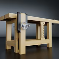 Functional Wooden Workbench With Metal Vice Peg Holes And Sturdy Structure For Woodworking