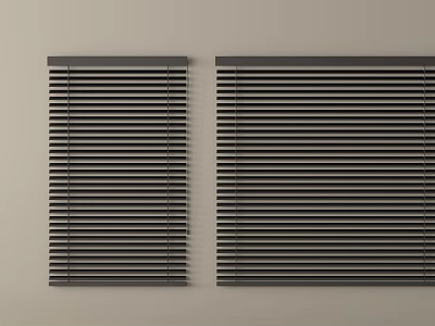 Modern Window Blinds Installation On Beige Wall With Two Panel Design 3d model