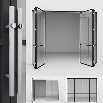 glass folding door 3d model