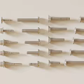 Assorted Metal Bolts And Screws In Multiple Sizes Displayed On Beige Background 3d model