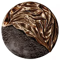 Round Wall Decor with Gold Copper Folded Texture and Dark Rough Surface Design