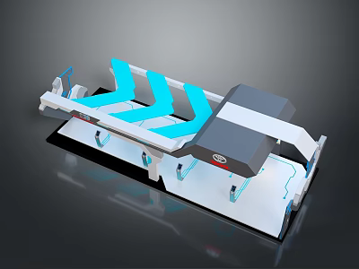 Modern Industrial Mechanical Structure With Blue Components And Gray Metallic Frame Design 3d model