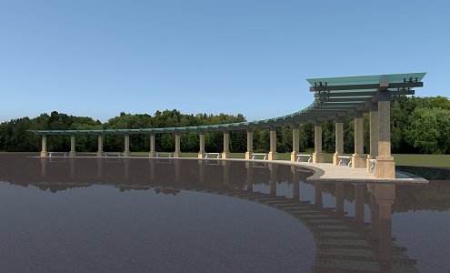 Curved glass landscape gallery 3d model