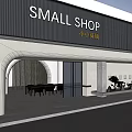 Modern Shop Storefront Design With ALL SHOP Signage And Building Facade Details