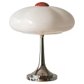 Modern Cream Dome Shaped Table Lamp With Sleek Chrome Metal Base