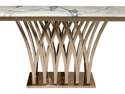 Modern Console Table With White And Purple Marble Top And Curved Metal Base 3d model