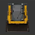 Yellow Tracked Skid Steer Loader With Enclosed Cab And Front Bucket