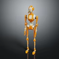 Orange And White Mechanical Humanoid Robot Figure With Detailed Joint Design Standing Pose