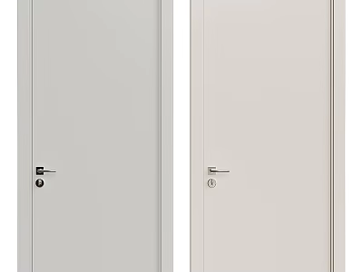 White Swing Doors With Simple Design Smooth Surface Door Handles And Locks 3d model