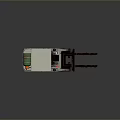 White And Red Industrial Forklift With Cab Forks And Black Wheels