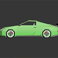 Light Green Low Poly Sports Car With Black Roof And Large Rear Spoiler