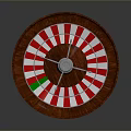 Roulette Wheel Household Item With Red White Compartments Wooden Base And Metal Components