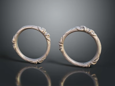 Detailed Artistic Circular Sculpture Carvings With Intricate Silver Decorative Patterns 3d model
