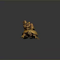 Intricate Carved Amber Wooden Turtle Shaped Furniture Decorative Sculpture With Small Figures And Engraved Patterns