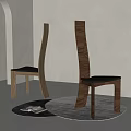 Modern Wooden Dining Chairs With Leather Seat Curved Backrest Slim Legs In Minimalist Indoor Space