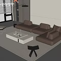 Sofa Coffee Table Combination Multi-person Sofa Coffee Table Single Casual Chair Lazy Sofa Metal Floor Lamp Side Table Jewelry Ornaments 3d model