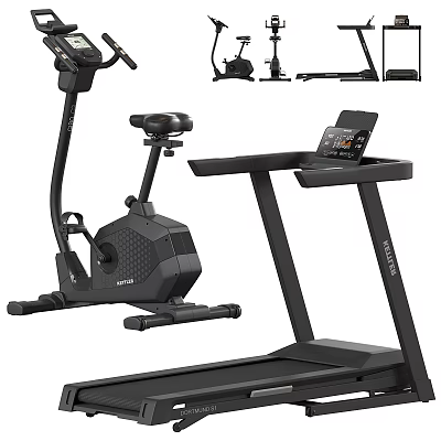 Home Fitness Equipment Set With Exercise Bike Treadmill And Digital 3d model