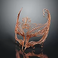 Exquisite Copper Metallic Mask With Intricate Filigree Patterns And Elegant Design