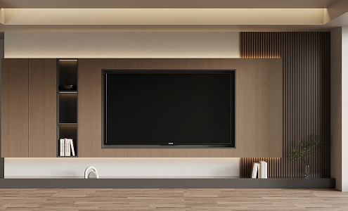 Italian minimalist TV background wall TV cabinet 3d model