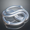 Silver Snakes Coiled and Intertwined With Scaly Texture Heads Facing Each Other