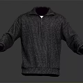 Stylish Gray High Neck Zip Up Sweater With Ribbed Texture And Long Sleeves