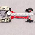 Mechanical Robot Chassis With Red Frame White Components And Black Wheels